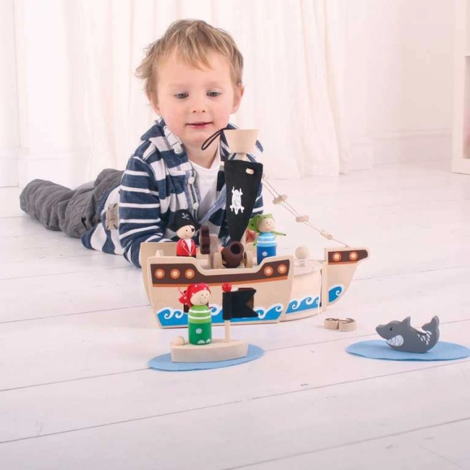 Drewniany statek piracki z akcesoriami od Bigjigs Toys