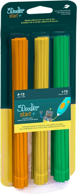Wkłady do długopisu 3D 3DOODLER START+ – zestaw 75 szt., pomarańczowy, żółty i zielony