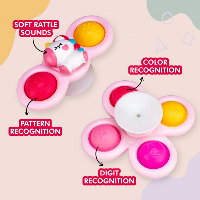 WOOPIE dziecięcy kosmiczny spinner pop-it zabawka sensoryczna różowa, zestaw 3 szt.