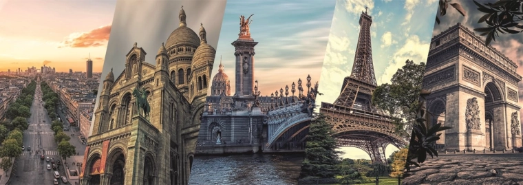 Panoramiczne puzzle Paryż kolaż 2000 elementów DINO