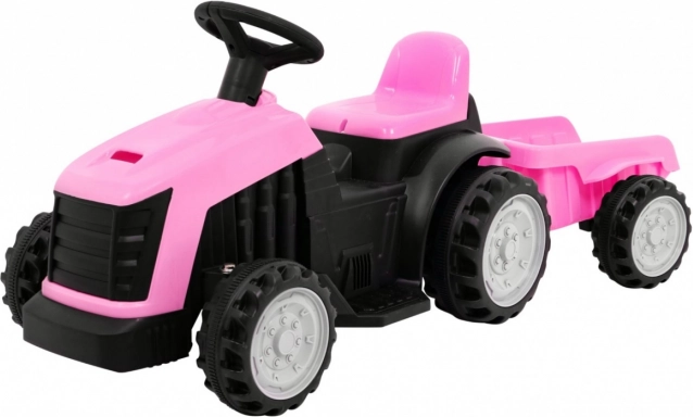Dziecięcy traktor na pedały z przyczepą – Różowy