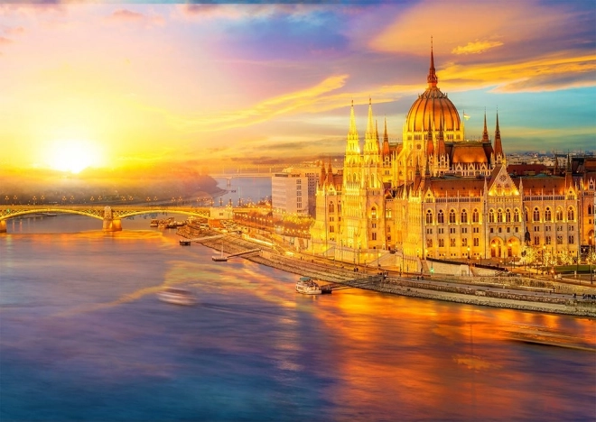 Puzzle Węgierski Parlament o Zachodzie Słońca Budapeszt 1000 elementów