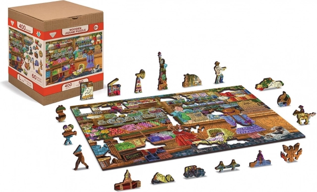 Drewniane dwustronne puzzle WOODEN CITY Słodka przygoda 2w1, 1000 elementów