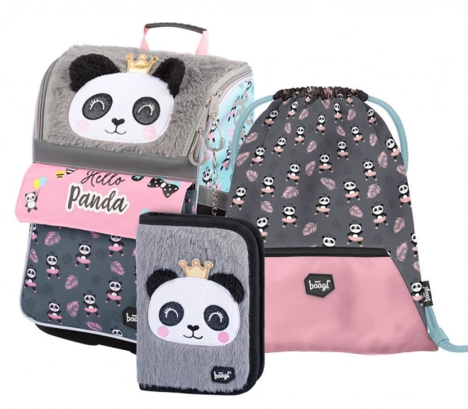 BAAGL ZESTAW 3 Zippy Panda: tornister, piórnik, worek