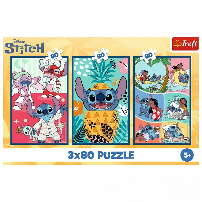 Puzzle Lilo & Stitch: Trzy Puzzle w Jednym - Stitch 3x80 Kawałków