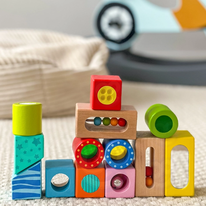 Tooky Toy drewniane wielofunkcyjne kostki sensoryczne