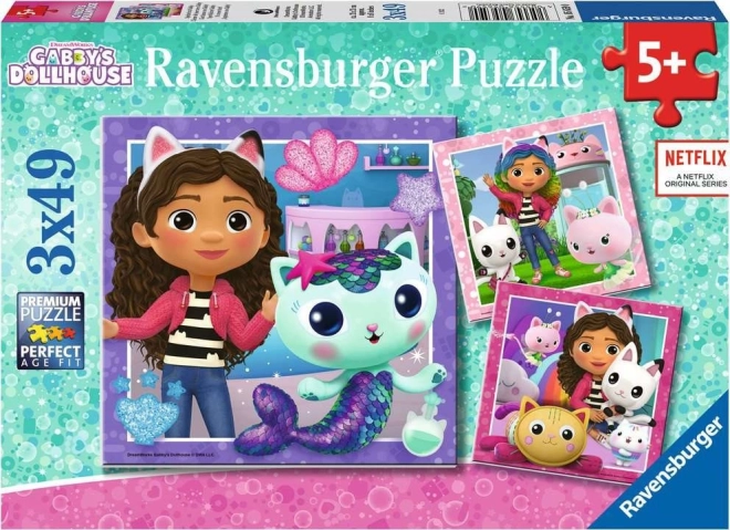 Puzzle 3x49 sztuk Koci Domek Gabi