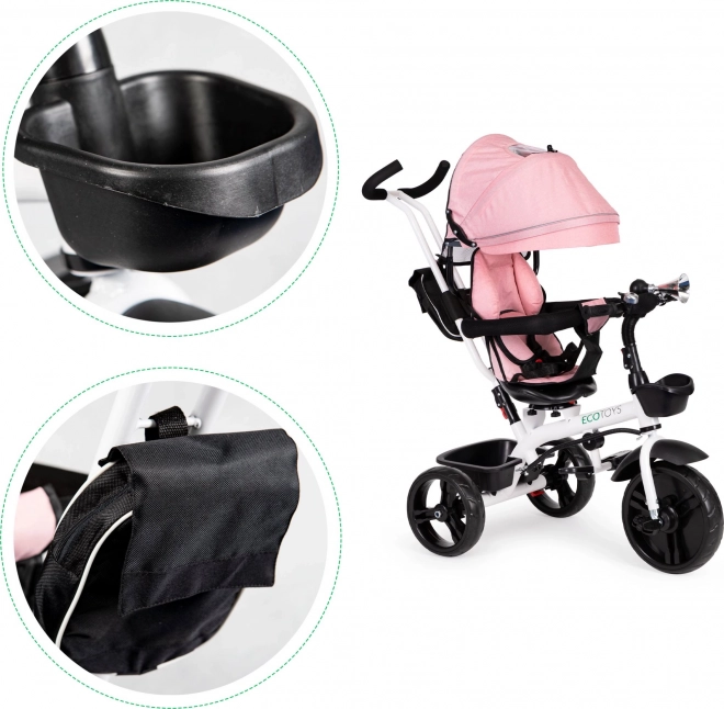 ECOTOYS Trójkołowy wózek sportowy - różowy