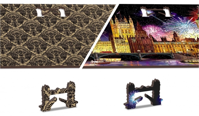 Drewniane puzzle Londyn nocą z fajerwerkami