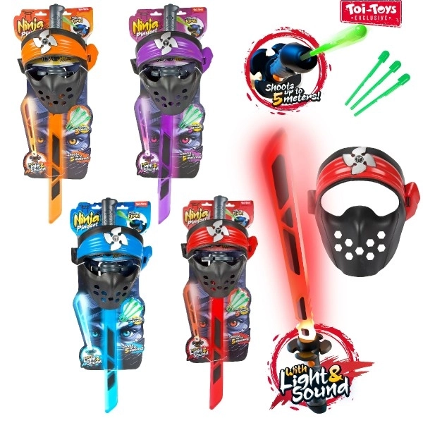 Zestaw ninja miecz + maska + strzałki z dźwiękiem i światłem