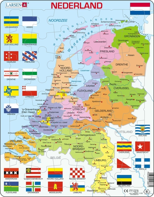 LARSEN puzzle Niderlandy – mapa polityczna 48 elementów