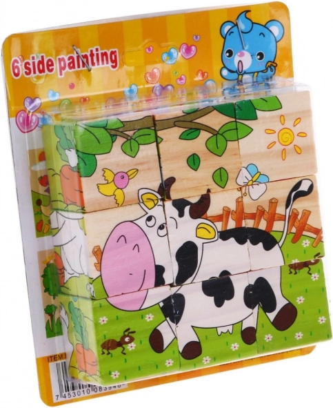 Drewniane puzzle dla dzieci 18m+ Puzzle ze zwierzętami 6 obrazków