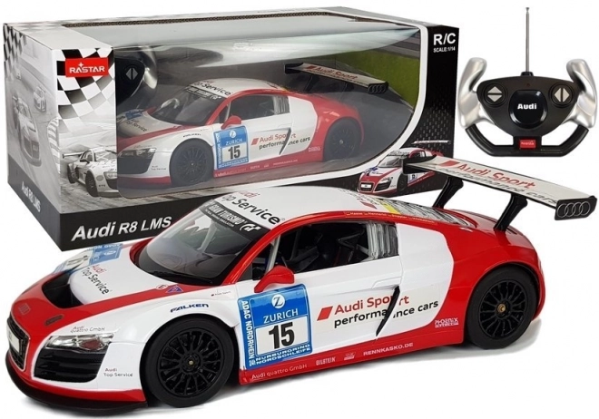 Rastar Audi R8 LMS zdalnie sterowany samochód 1:14 biało-czerwony
