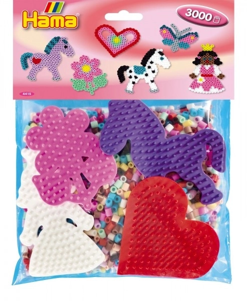 Koraliki do zaprasowywania Hama MIDI 3000 sztuki + 4 podstawki w torebce 19x21x5cm