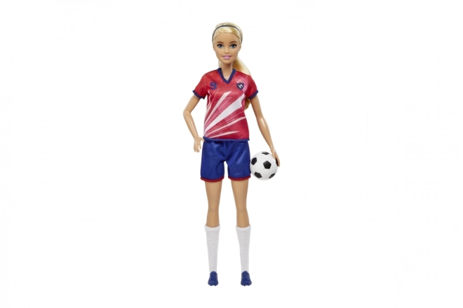 Lalka Barbie piłkarka w czerwonym stroju