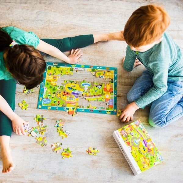 Puzzle z wyszukiwaniem obrazków życie w mieście 80 elementów