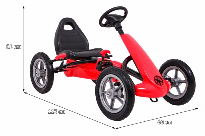 STAR gokart na pedały dla dzieci 3+ Czerwony + regulowane siedzenie + pompowane koła