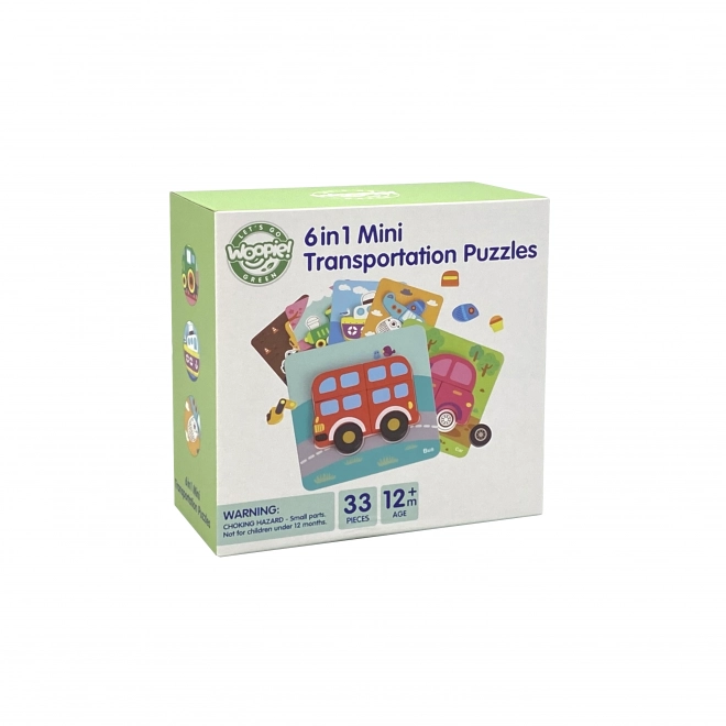 Woopie drewniane puzzle pojazdy Montessori FSC