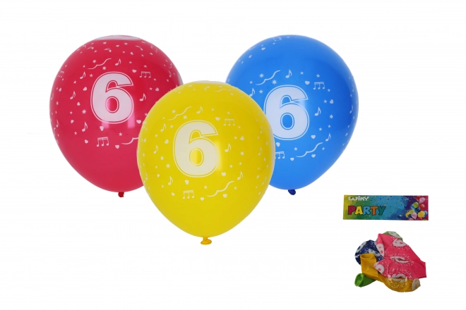 Balon dmuchany z numerem 6 30 cm - 5 sztuk