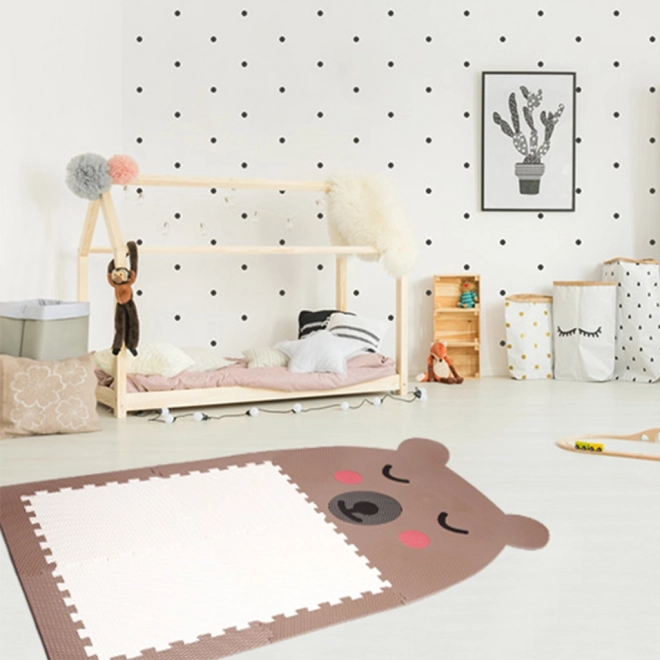 Designowa podłoga puzzle Méďa - brązowa z białym brzuszkiem
