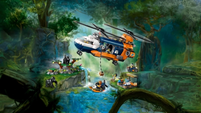 LEGO City 60437 Helikopter do badań w dżungli na podstawowej bazie