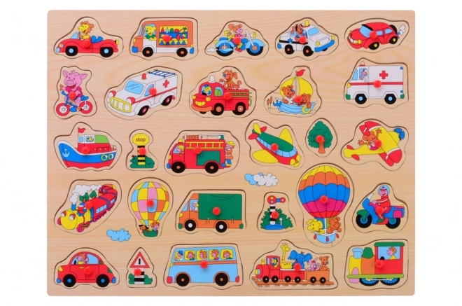 Duże drewniane puzzle z uchwytem