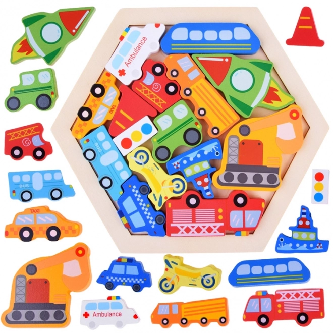 Drewniane puzzle Pojazdy