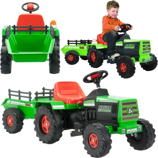 injusa dziecięcy elektryczny traktor basic 6v z przyczepą