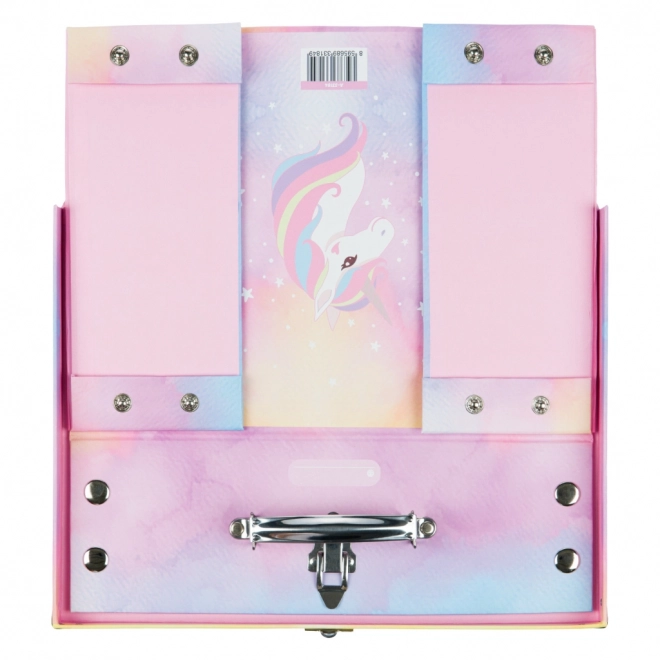 BAAGL Składany szkolny kufer Rainbow Unicorn z okuciami