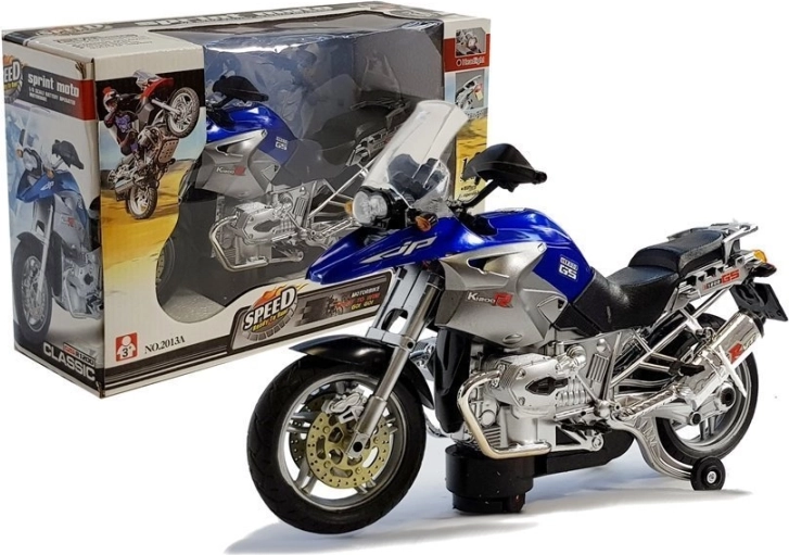 Motocykl na baterie ze światłami i muzyką – niebieski