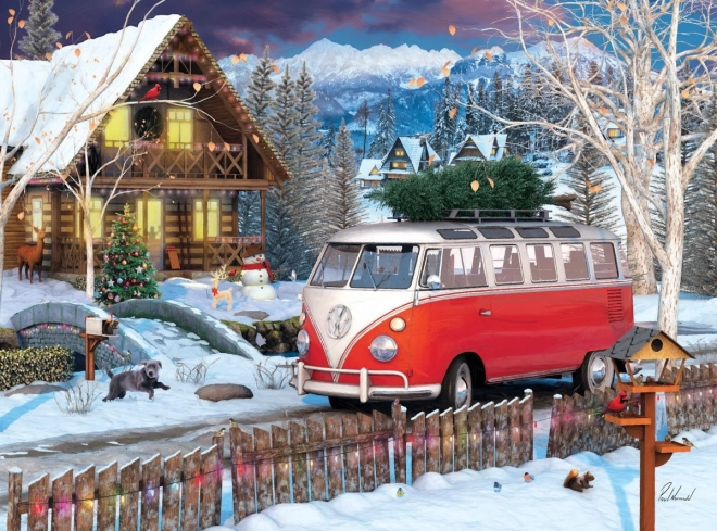 EUROGRAPHICS puzzle w puszce świąteczny autobus Volkswagen 550 elementów