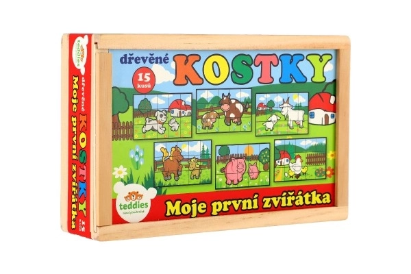 Drewniane klocki Moje pierwsze zwierzątka 15 szt.