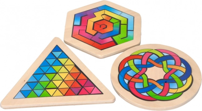 drewniane mozaikowe puzzle koło 16 elementów goki