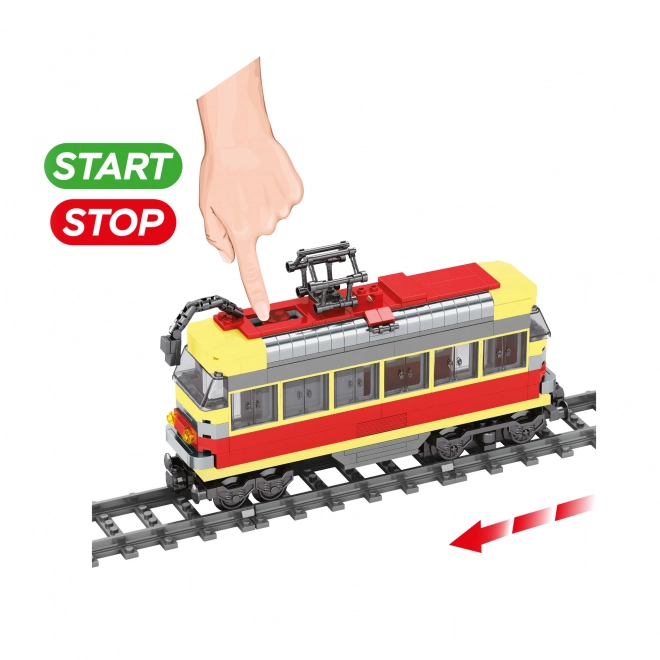 Kompatybilny zestaw BLOXO tramwaju na baterie z torami 724 szt.