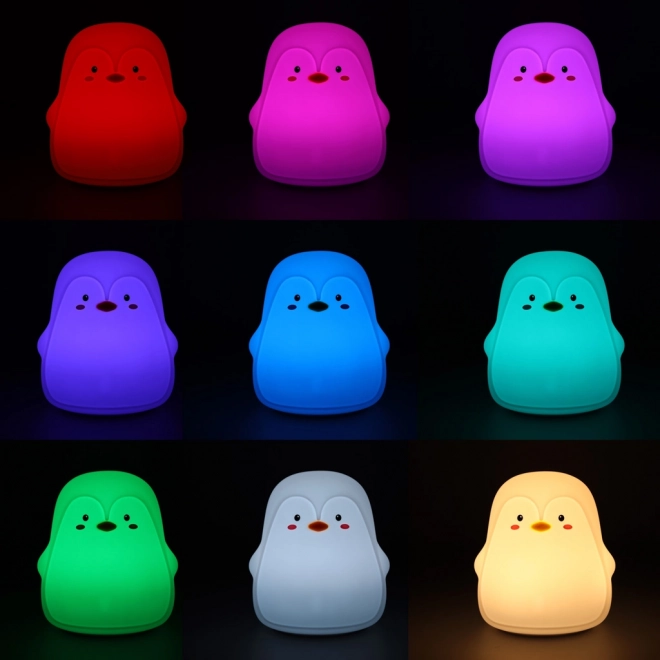 Dziecięca silikonowa LED nocna lampka pingwin