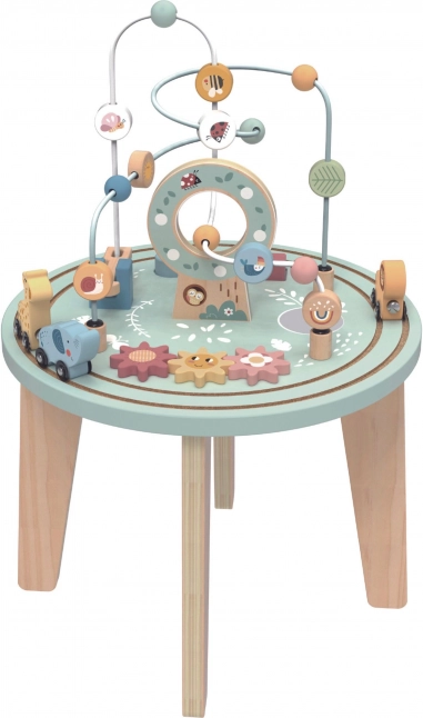 Drewniany montessori aktywny stolik TOOKY TOY z labiryntem motorycznym