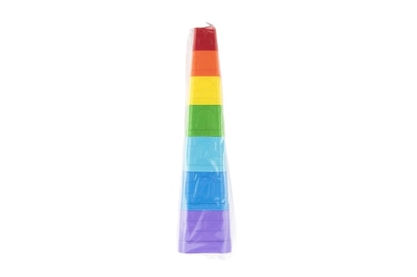 Kostka piramida układanka plastikowa kwadratowa kolorowa 7 sztuk w woreczku 12m+