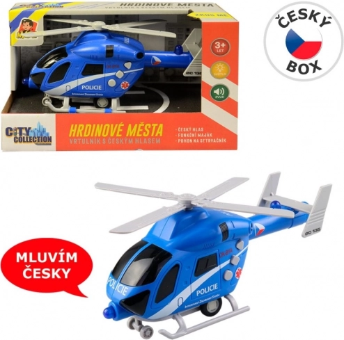 Policyjny helikopter z napędem inercyjnym ze światłem i dźwiękiem 20 cm