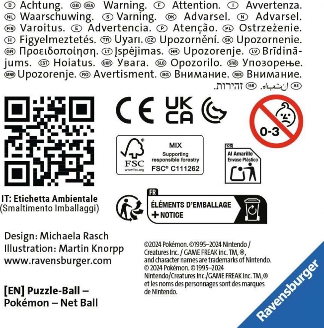 RAVENSBURGER 3D Puzzleball Pokémon: Net Ball 54 elementów