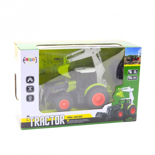 Zabawny traktor z obrotową łopatą i koparką