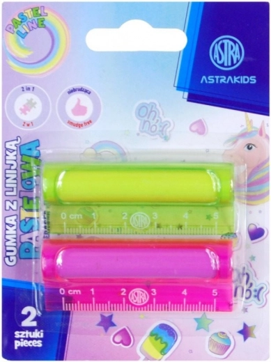 ASTRA linijka z gumką 2w1 pastelowa 5 cm (2 szt.)