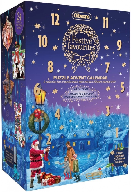 Puzzle Kalendarz adwentowy Gibsons Świąteczne ulubieńcy na 24 dni