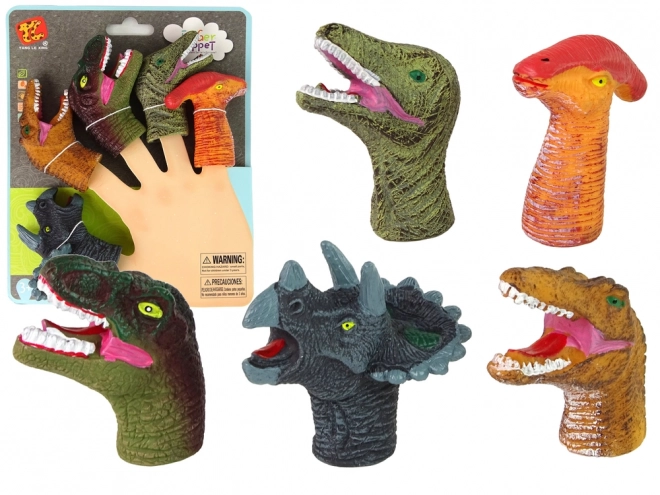 Kolorowe pacynki na palce Dinozaury, zestaw 5 szt.