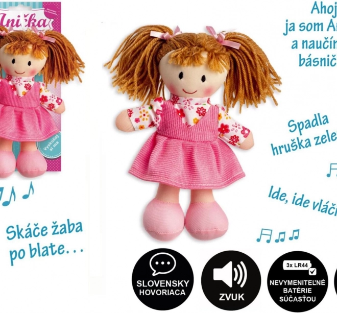 Pluszowa lalka Ania 20 cm, mówiąca po słowacku
