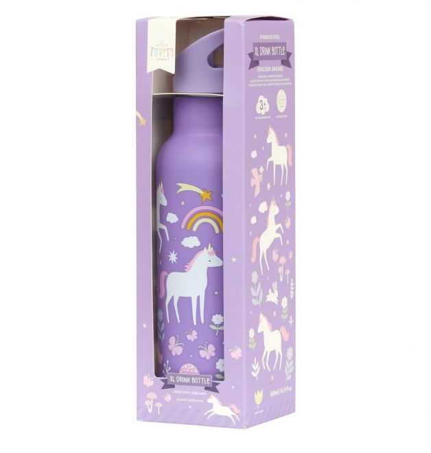 A Little Lovely Company Butelka ze stali nierdzewnej 500 ml – Jednorożce i tęcza