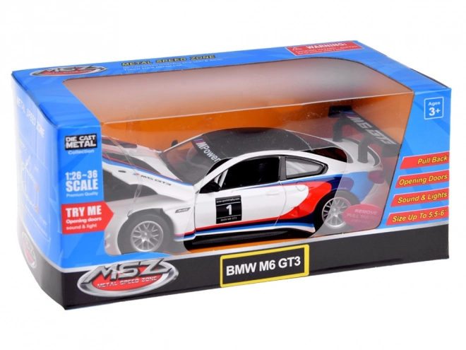 Metalowy model sportowego samochodu BMW M6 GT3
