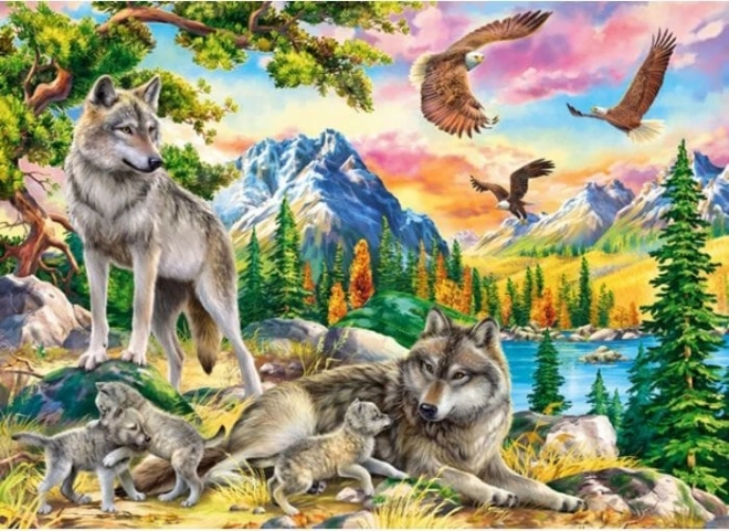 Puzzle Rodzina wilków i orły 300 elementów CASTORLAND