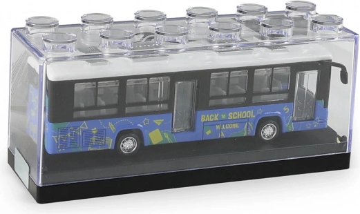 Metalowy autobus z otwieranymi drzwiami