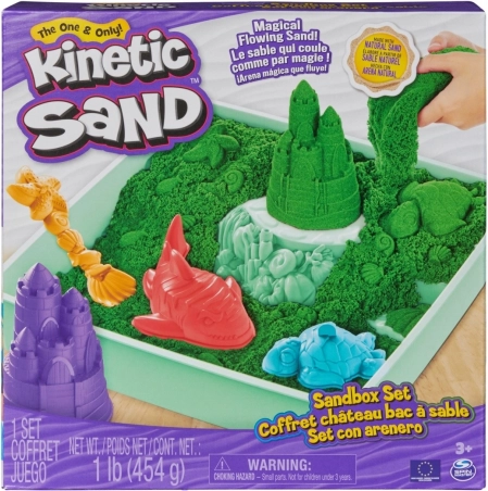 Kinetic Sand – zielony zestaw stołowy z tacką