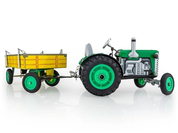 Traktor Zetor z przyczepą zielony na klucz metalowy 28cm Kovap w pudełku